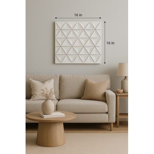 White Square Shape Handcrafted MDF Wall Decor Elegant Home Accent